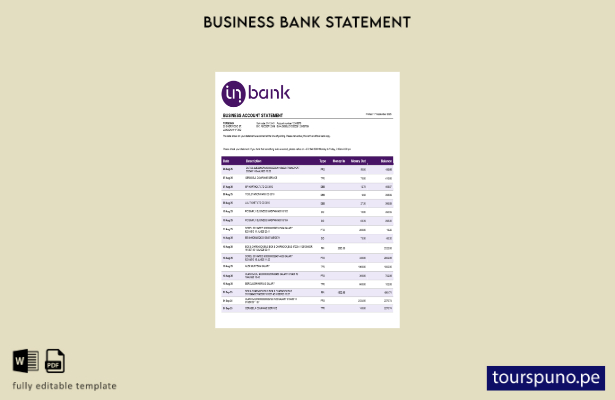 listo para imprimir estado de cuenta de la empresa comercial Inbank Plantilla en